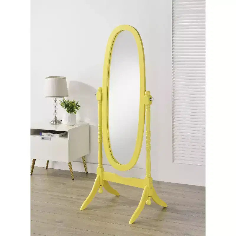 Specchio da terra autoportante ovale a figura intera in legno, stile tradizionale Regina Anna, 150 cm