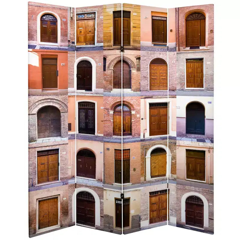 Divisorio in tela a 4 ante alto 183 cm, stampa fotografica double-face "Porta Europea"