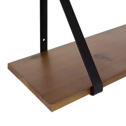Mensole a Muro Flottanti in Legno da 27" con Staffe in Metallo Nero, Finitura Rustica Marrone, Nessun Assemblaggio