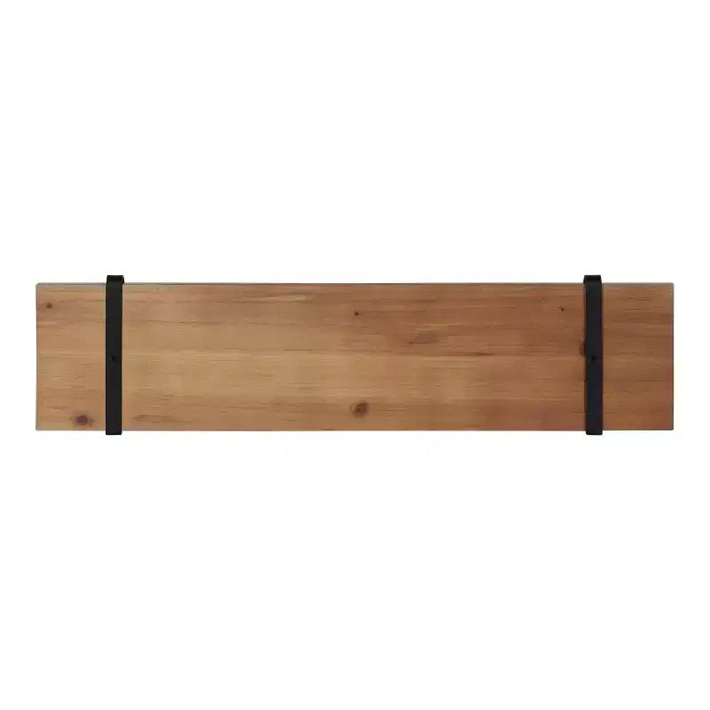Mensole a Muro Flottanti in Legno da 27" con Staffe in Metallo Nero, Finitura Rustica Marrone, Nessun Assemblaggio