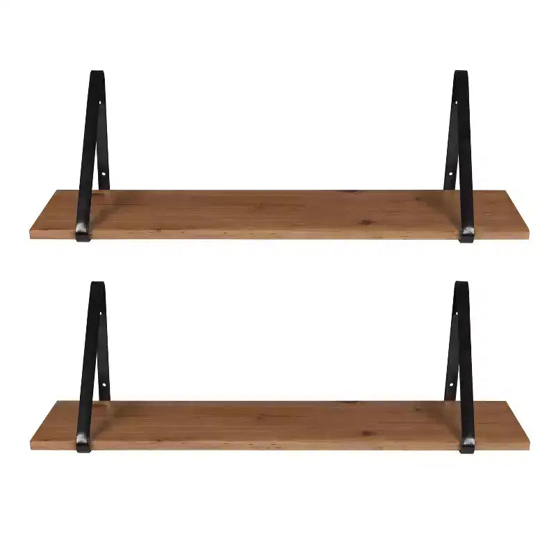Mensole a Muro Flottanti in Legno da 27" con Staffe in Metallo Nero, Finitura Rustica Marrone, Nessun Assemblaggio