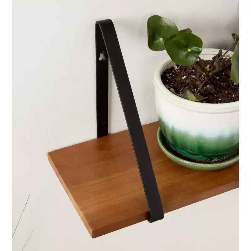 Mensole a Muro Flottanti in Legno da 27" con Staffe in Metallo Nero, Finitura Rustica Marrone, Nessun Assemblaggio