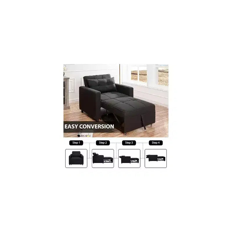 Poltrona letto convertibile 3 in 1, si trasforma in divano o letto, tessuto in lino, capacità 272 kg