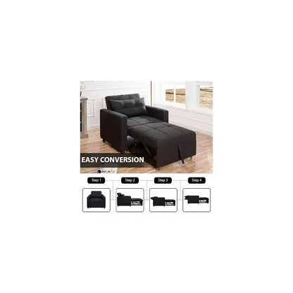 Poltrona letto convertibile 3 in 1, si trasforma in divano o letto, tessuto in lino, capacità 272 kg