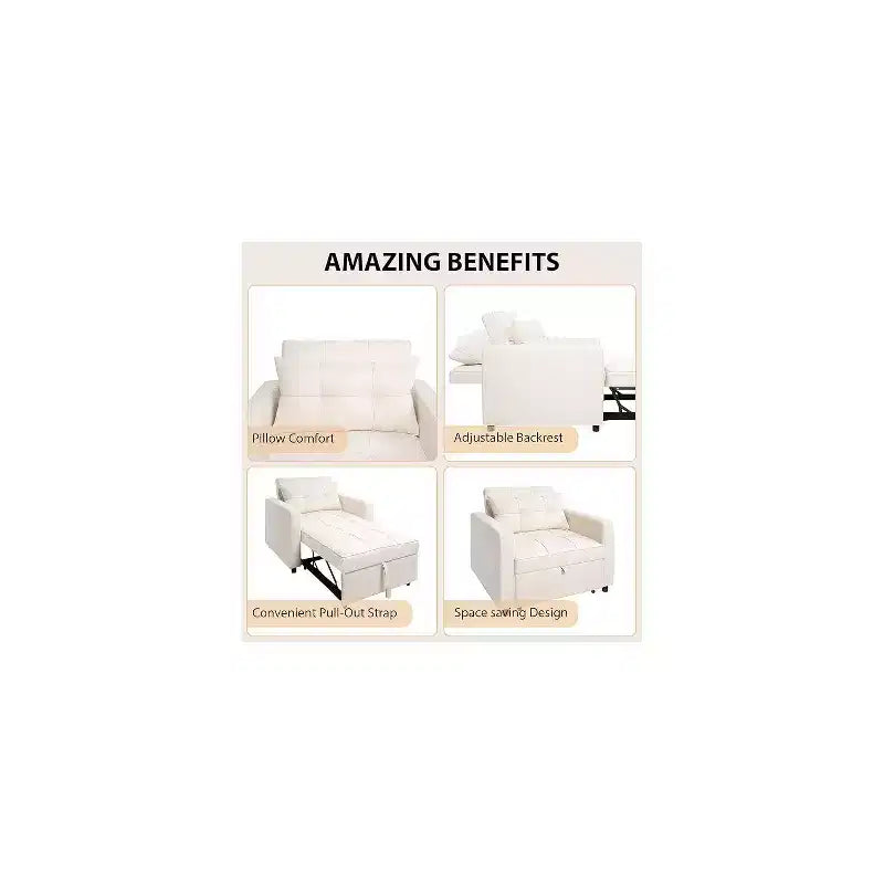 Poltrona letto convertibile 3 in 1, si trasforma in divano o letto, tessuto in lino, capacità 272 kg