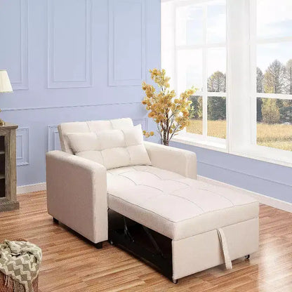 Poltrona letto convertibile 3 in 1, si trasforma in divano o letto, tessuto in lino, capacità 272 kg