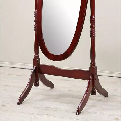 Specchio da terra autoportante ovale a figura intera in legno, stile tradizionale Regina Anna, 150 cm