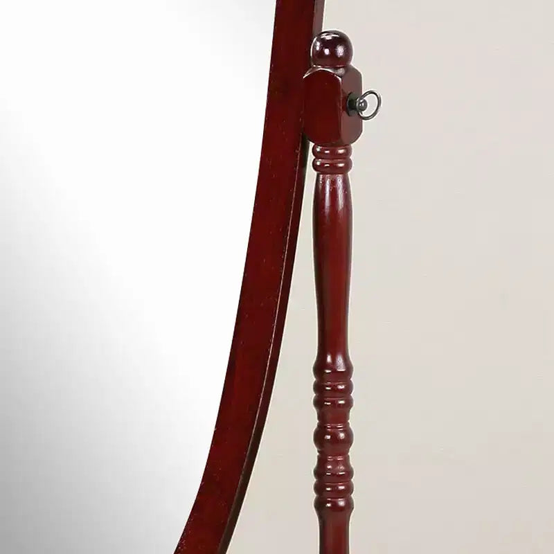 Specchio da terra autoportante ovale a figura intera in legno, stile tradizionale Regina Anna, 150 cm