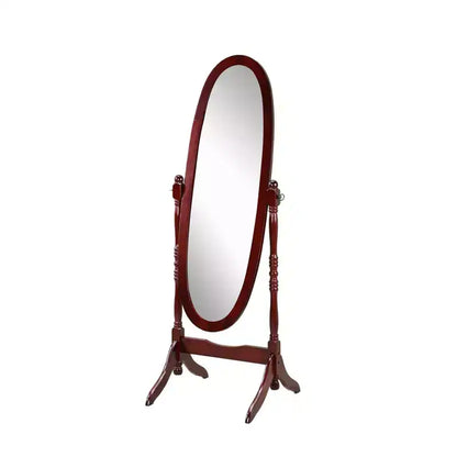 Specchio da terra autoportante ovale a figura intera in legno, stile tradizionale Regina Anna, 150 cm