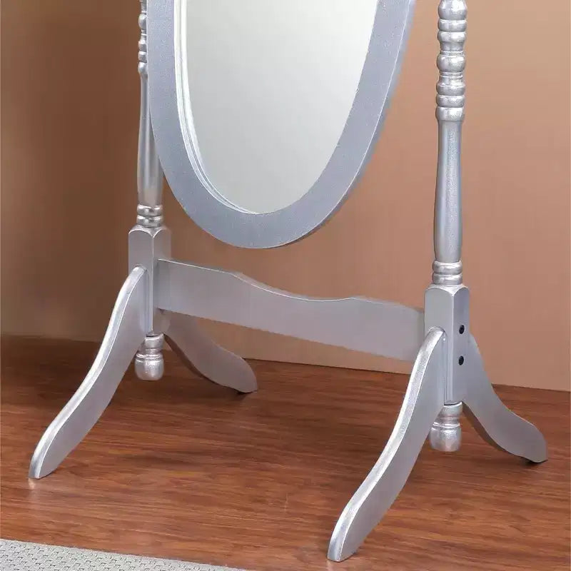 Specchio da terra autoportante ovale a figura intera in legno, stile tradizionale Regina Anna, 150 cm