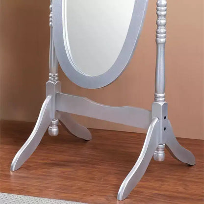 Specchio da terra autoportante ovale a figura intera in legno, stile tradizionale Regina Anna, 150 cm
