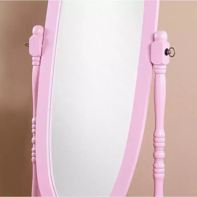 Specchio da terra autoportante ovale a figura intera in legno, stile tradizionale Regina Anna, 150 cm
