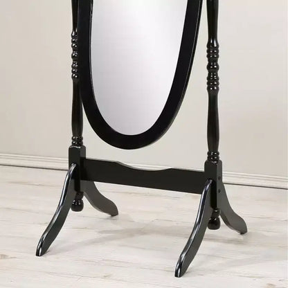 Specchio da terra autoportante ovale a figura intera in legno, stile tradizionale Regina Anna, 150 cm