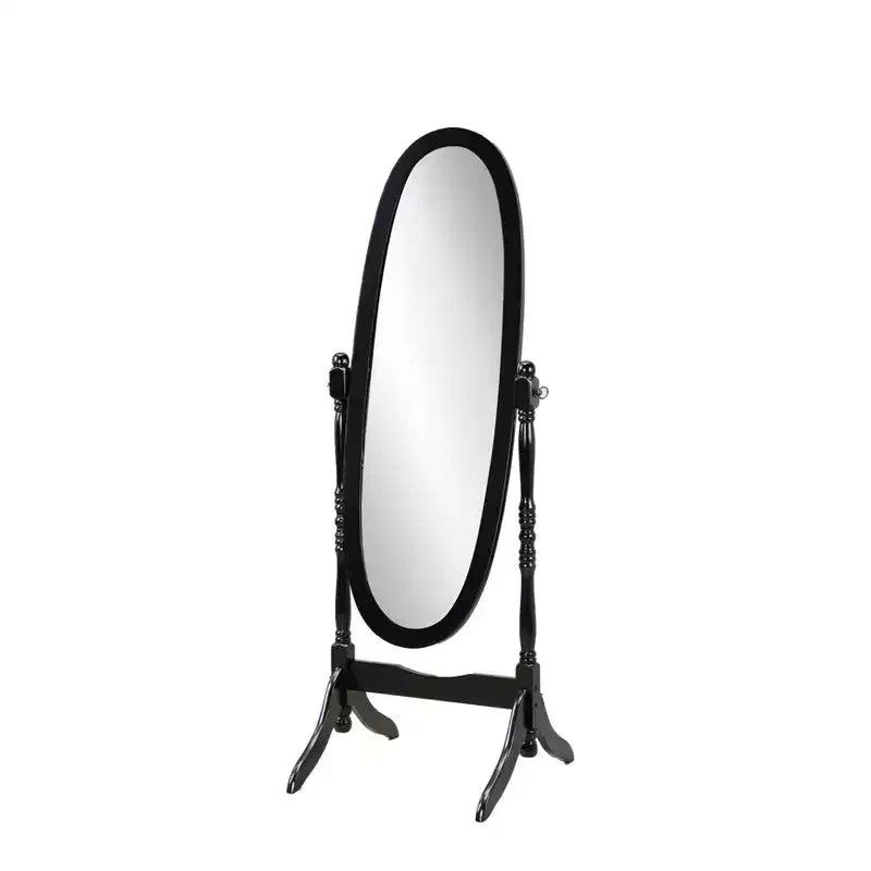 Specchio da terra autoportante ovale a figura intera in legno, stile tradizionale Regina Anna, 150 cm