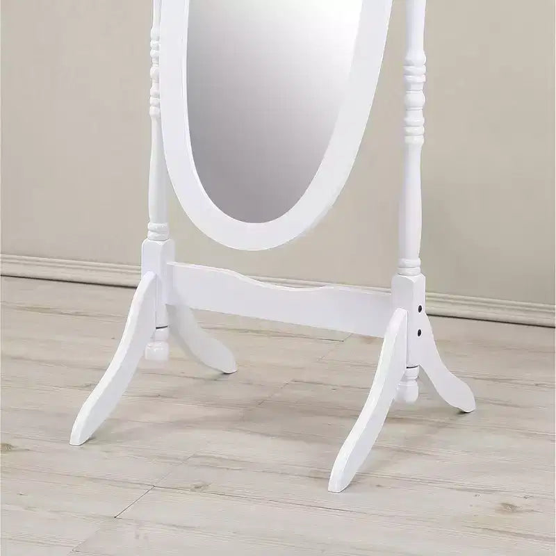 Specchio da terra autoportante ovale a figura intera in legno, stile tradizionale Regina Anna, 150 cm