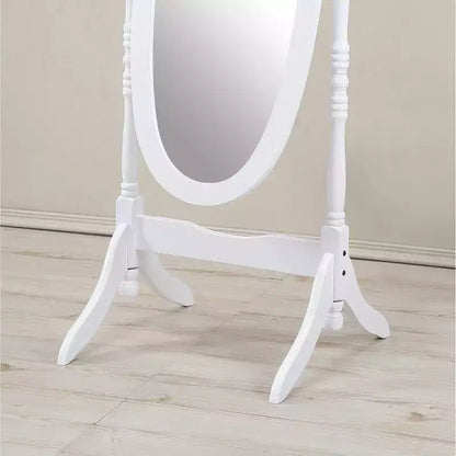 Specchio da terra autoportante ovale a figura intera in legno, stile tradizionale Regina Anna, 150 cm