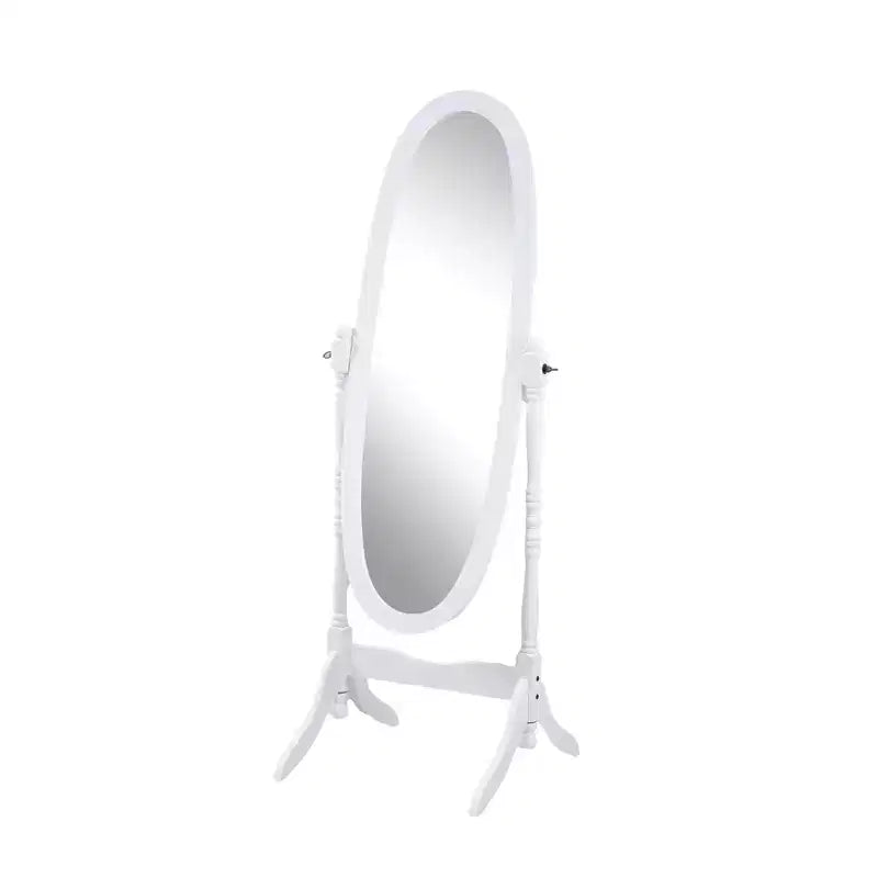 Specchio da terra autoportante ovale a figura intera in legno, stile tradizionale Regina Anna, 150 cm