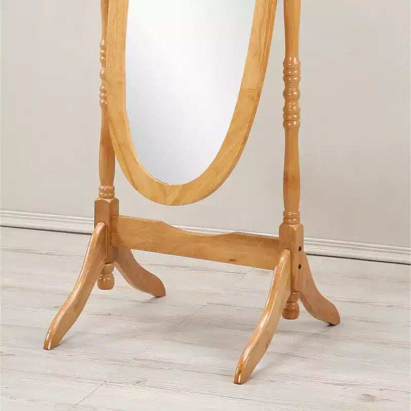 Specchio da terra autoportante ovale a figura intera in legno, stile tradizionale Regina Anna, 150 cm