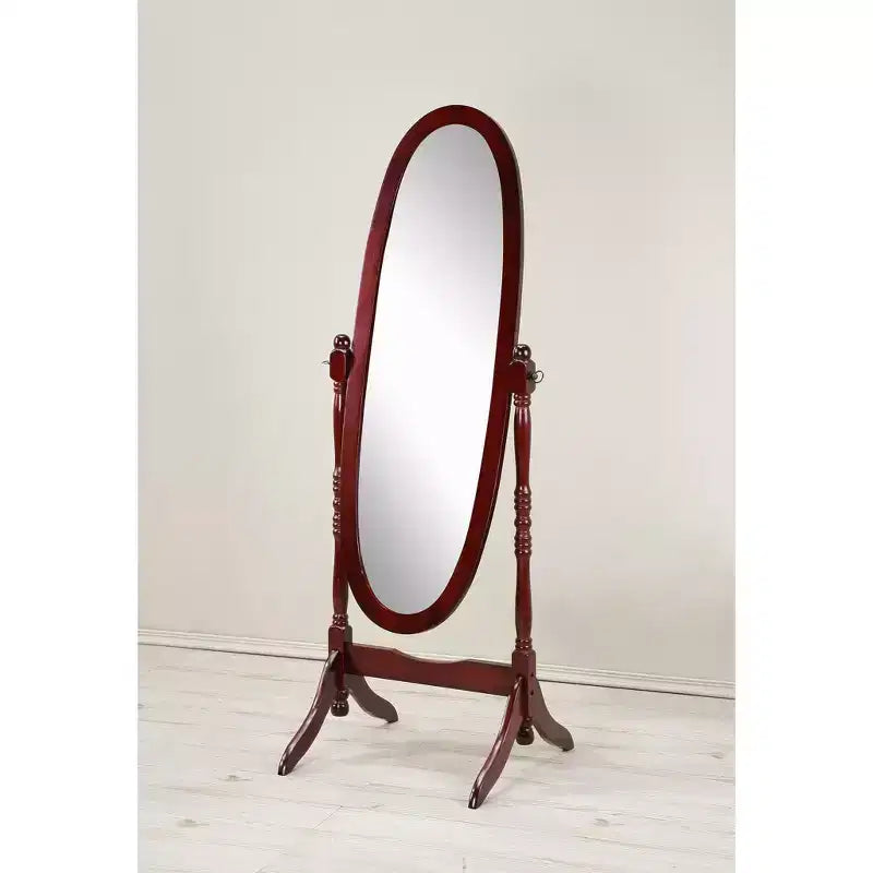 Specchio da terra autoportante ovale a figura intera in legno, stile tradizionale Regina Anna, 150 cm