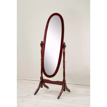 Specchio da terra autoportante ovale a figura intera in legno, stile tradizionale Regina Anna, 150 cm