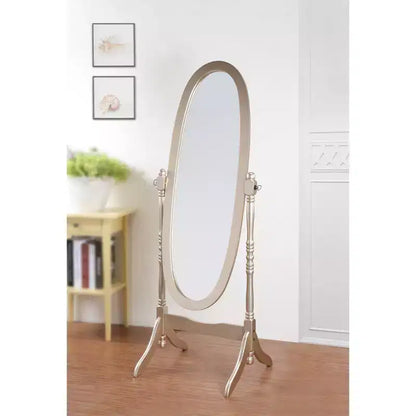 Specchio da terra autoportante ovale a figura intera in legno, stile tradizionale Regina Anna, 150 cm
