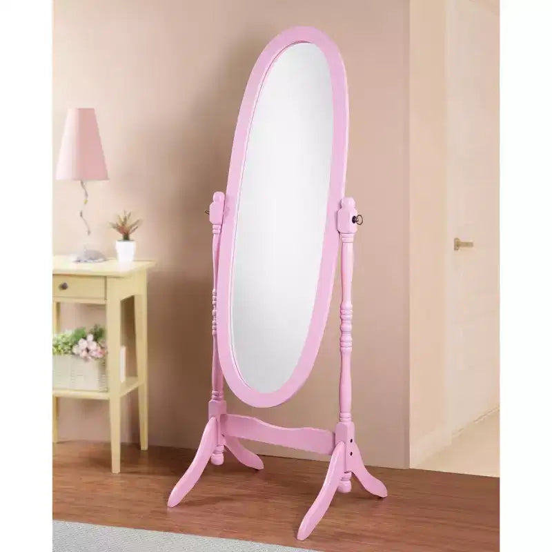 Specchio da terra autoportante ovale a figura intera in legno, stile tradizionale Regina Anna, 150 cm