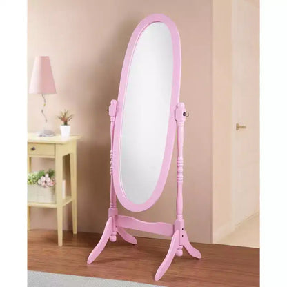 Specchio da terra autoportante ovale a figura intera in legno, stile tradizionale Regina Anna, 150 cm