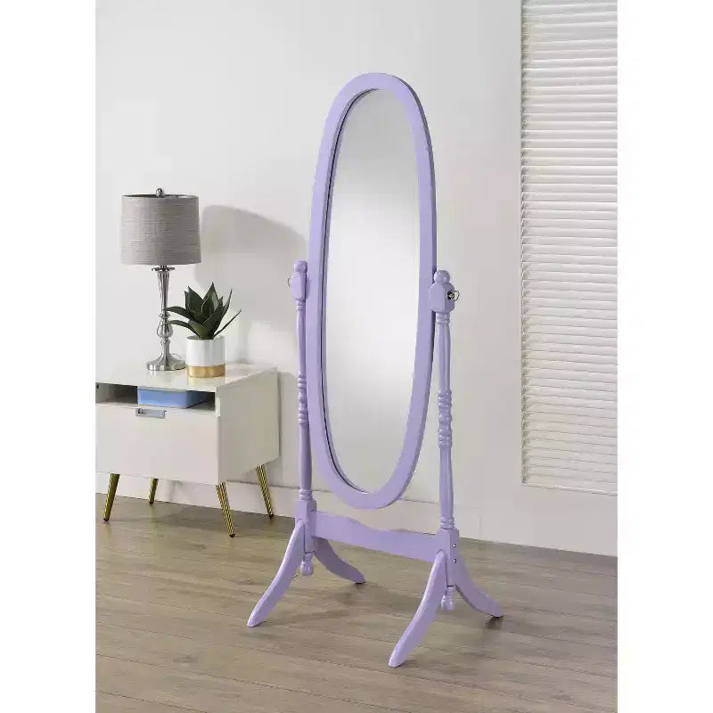 Specchio da terra autoportante ovale a figura intera in legno, stile tradizionale Regina Anna, 150 cm