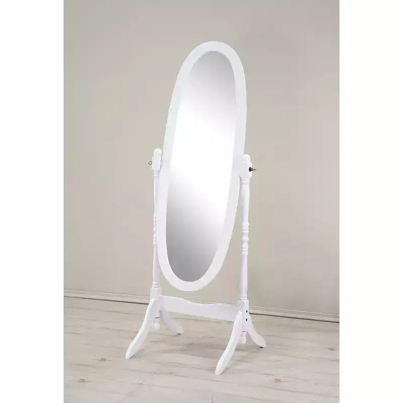 Specchio da terra autoportante ovale a figura intera in legno, stile tradizionale Regina Anna, 150 cm