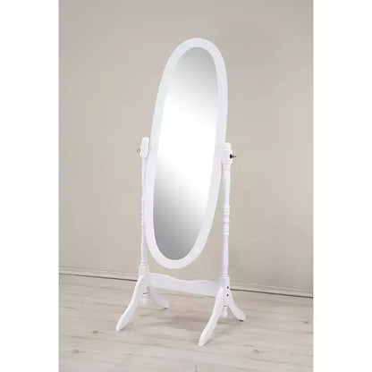 Specchio da terra autoportante ovale a figura intera in legno, stile tradizionale Regina Anna, 150 cm