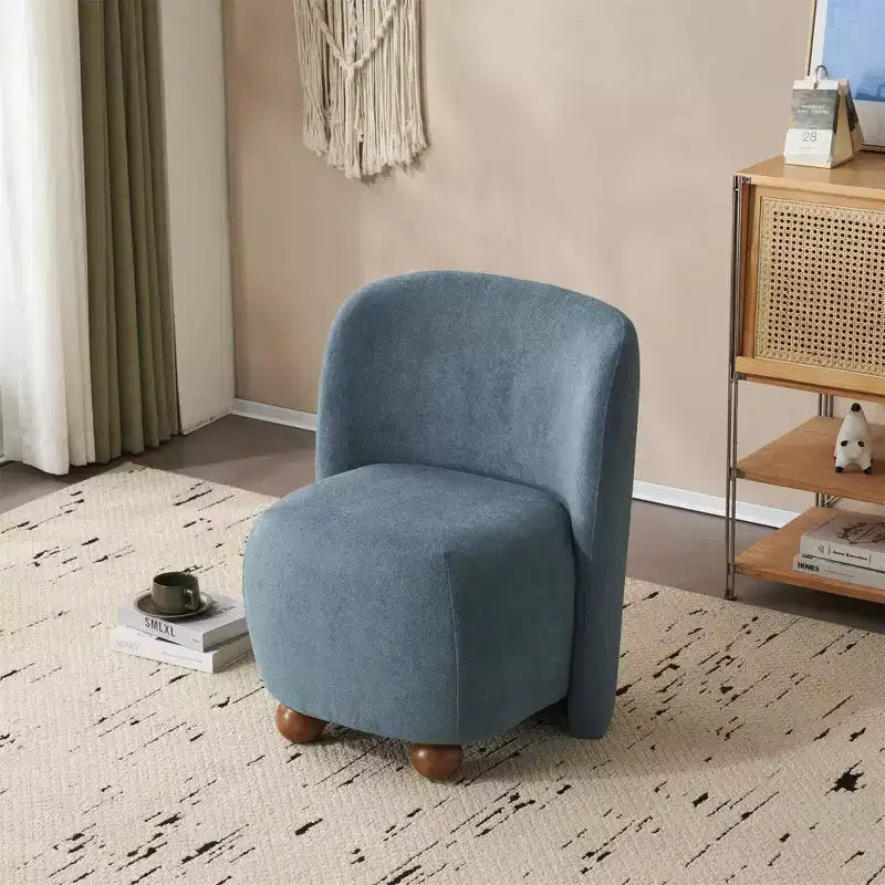 Poltrona accent senza braccioli con schienale basso ultra morbida, con piedini rotondi in legno di pino, capacità 181 kg