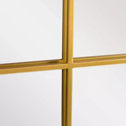 Specchio da parete ad arco da 55" con cornice in metallo, design a riquadri, arredamento rustico