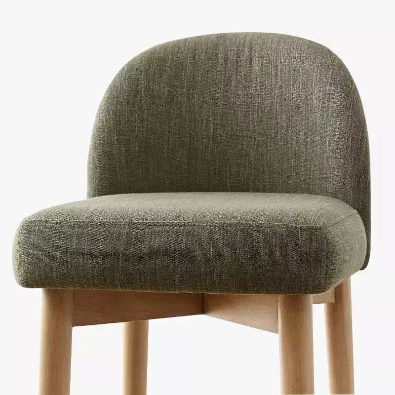Sgabelli da bar in lino, altezza bancone 64,8 cm, con gambe in legno massello e poggiapiedi