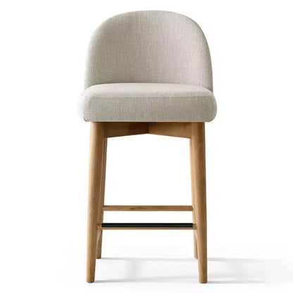 Sgabelli da bar in lino, altezza bancone 64,8 cm, con gambe in legno massello e poggiapiedi