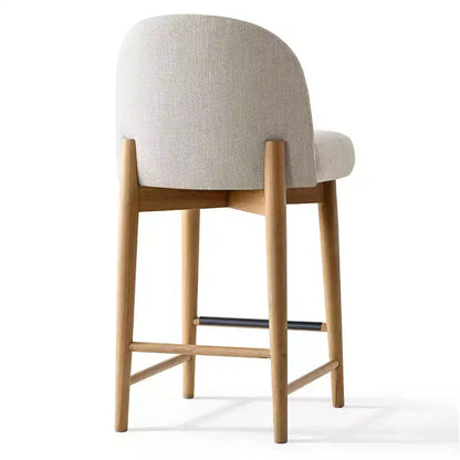 Sgabelli da bar in lino, altezza bancone 64,8 cm, con gambe in legno massello e poggiapiedi
