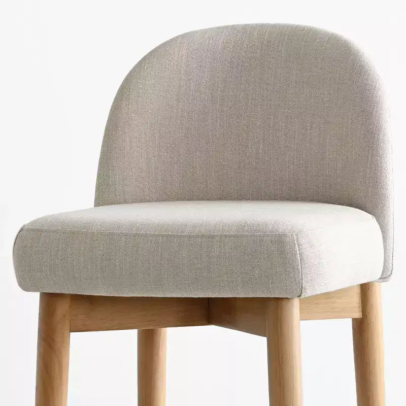 Sgabelli da bar in lino, altezza bancone 64,8 cm, con gambe in legno massello e poggiapiedi