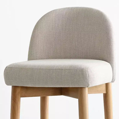 Sgabelli da bar in lino, altezza bancone 64,8 cm, con gambe in legno massello e poggiapiedi