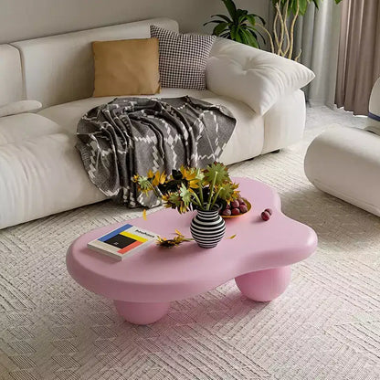 Tavolino da Caffè a Forma di Nuvola da 47" con Gambe a Sfera, Tavolino Centrale Irregolare Moderno, Rosa
