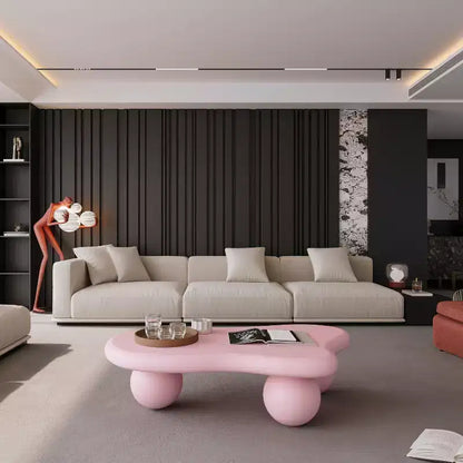 Tavolino da Caffè a Forma di Nuvola da 47" con Gambe a Sfera, Tavolino Centrale Irregolare Moderno, Rosa