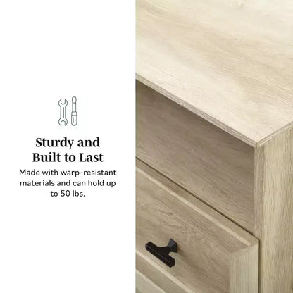 Comodino Transizionale a 2 Cassetti con Scomparto Aperto, MDF Rovere Bianco, 64,1 cm H