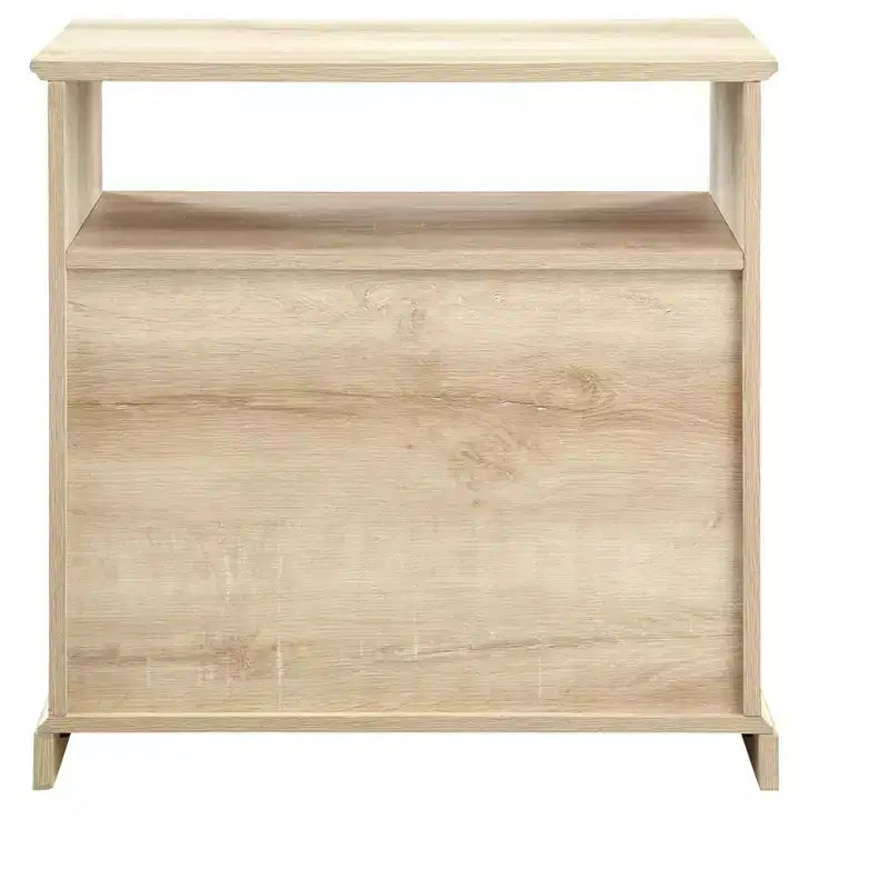 Comodino Transizionale a 2 Cassetti con Scomparto Aperto, MDF Rovere Bianco, 64,1 cm H