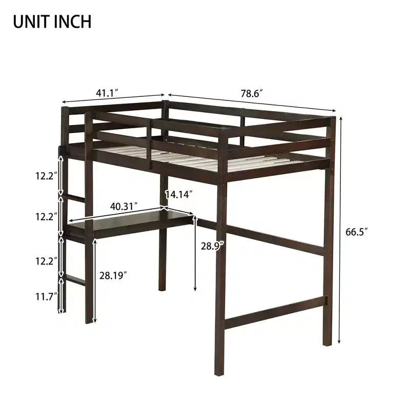 Letto a soppalco King con spazio sottostante di 190 cm, acciaio resistente da 1,5 mm, capacità 408 kg