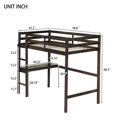 Letto a soppalco King con spazio sottostante di 190 cm, acciaio resistente da 1,5 mm, capacità 408 kg