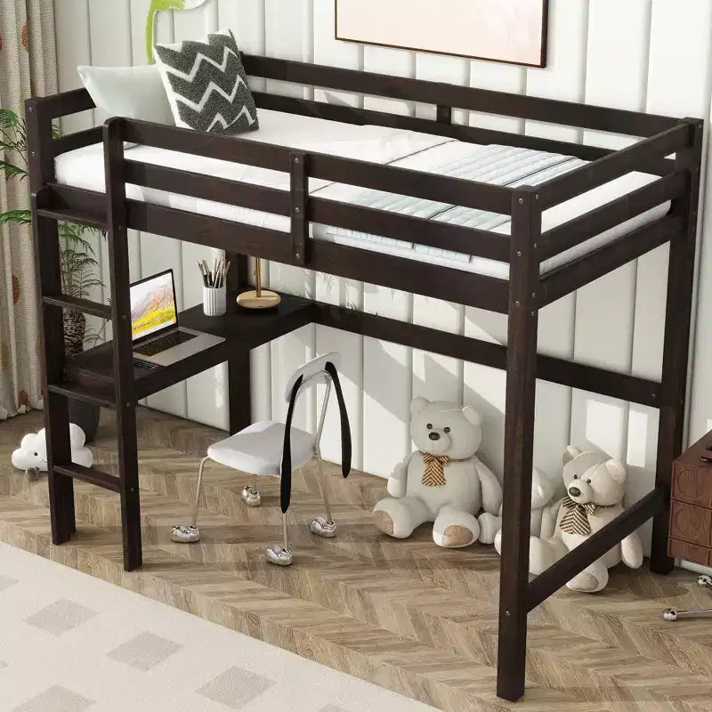 Letto a soppalco King con spazio sottostante di 190 cm, acciaio resistente da 1,5 mm, capacità 408 kg