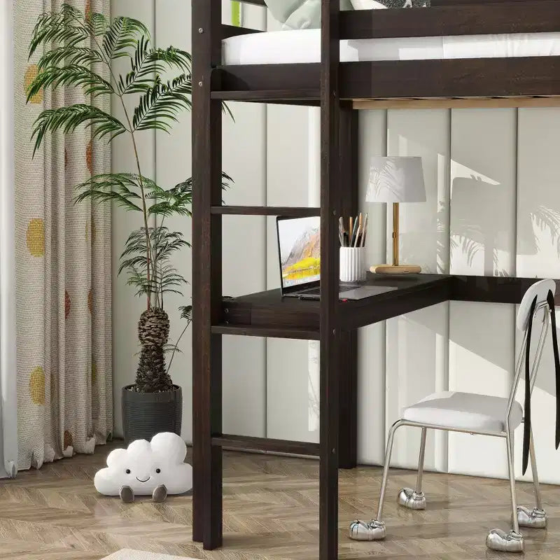 Letto a soppalco King con spazio sottostante di 190 cm, acciaio resistente da 1,5 mm, capacità 408 kg
