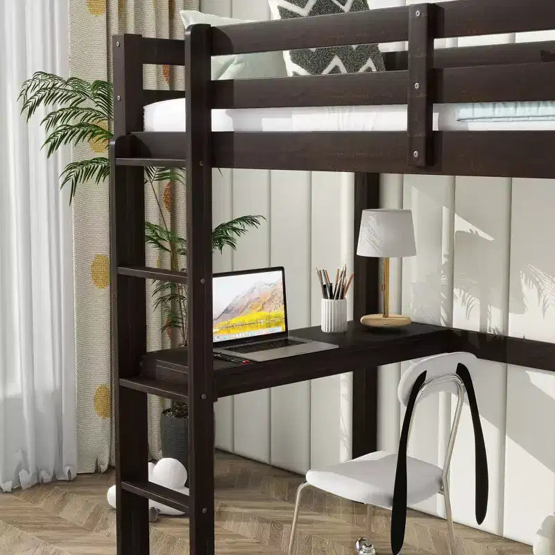 Letto a soppalco King con spazio sottostante di 190 cm, acciaio resistente da 1,5 mm, capacità 408 kg