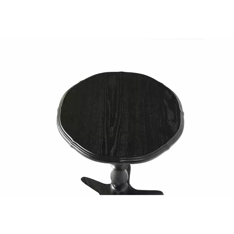 Tavolino da salotto rotondo vintage nero da 40 cm con piedistallo in legno