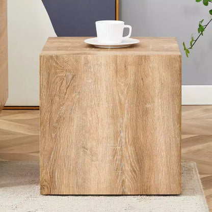 Tavolino da caffè quadrato di 40 cm in MDF, Legno chiaro minimalista, Nessun assemblaggio richiesto