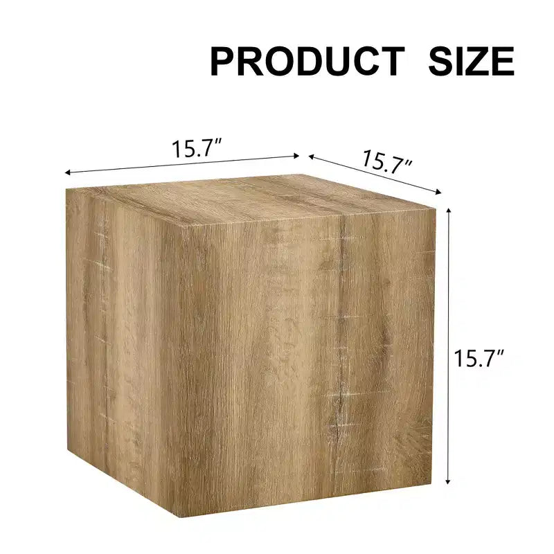 Tavolino da caffè quadrato di 40 cm in MDF, Legno chiaro minimalista, Nessun assemblaggio richiesto