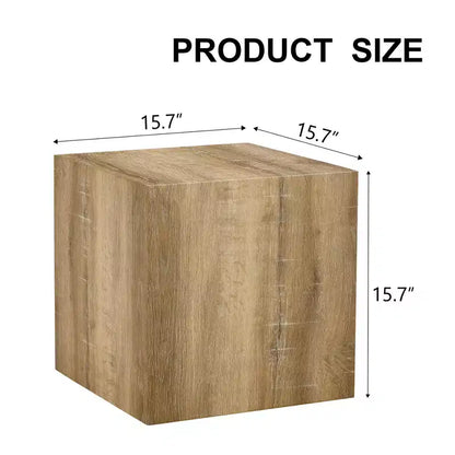 Tavolino da caffè quadrato di 40 cm in MDF, Legno chiaro minimalista, Nessun assemblaggio richiesto